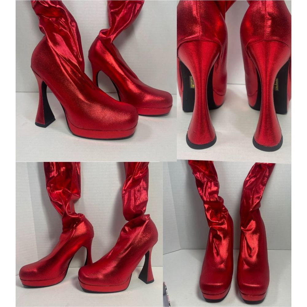 Jeffrey Campbell BNIB XS-S PANTALONES 6M platform Metallic Red Very small waist - Picture 15 of 16